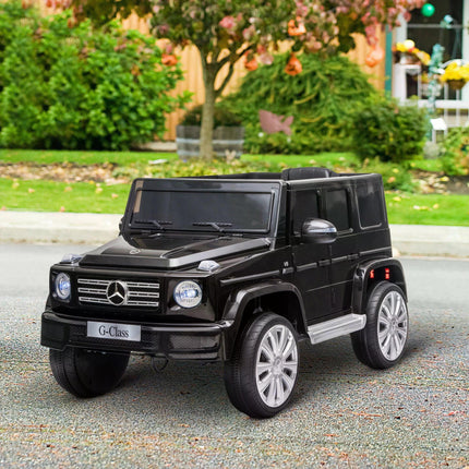 Mercedes Benz G500 Kids Electric Ride-On Car 12V Battery with Remote Control, Music, Lights, Suspension Wheels - Black