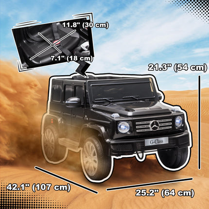 Mercedes Benz G500 Kids Electric Ride-On Car 12V Battery with Remote Control, Music, Lights, Suspension Wheels - Black