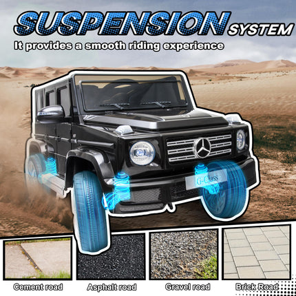 Mercedes Benz G500 Kids Electric Ride-On Car 12V Battery with Remote Control, Music, Lights, Suspension Wheels - Black