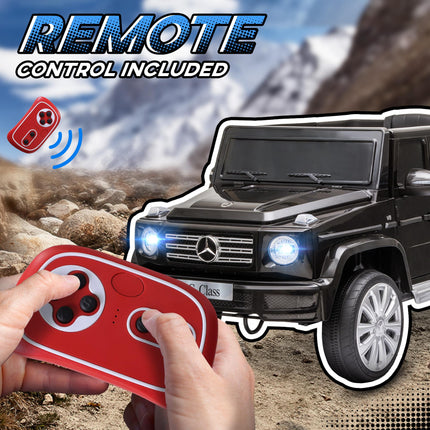 Mercedes Benz G500 Kids Electric Ride-On Car 12V Battery with Remote Control, Music, Lights, Suspension Wheels - Black