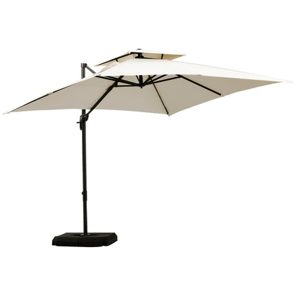 3 x 3m Garden Cantilever Parasol with Crank, Tilt & 360° Rotation - Beige