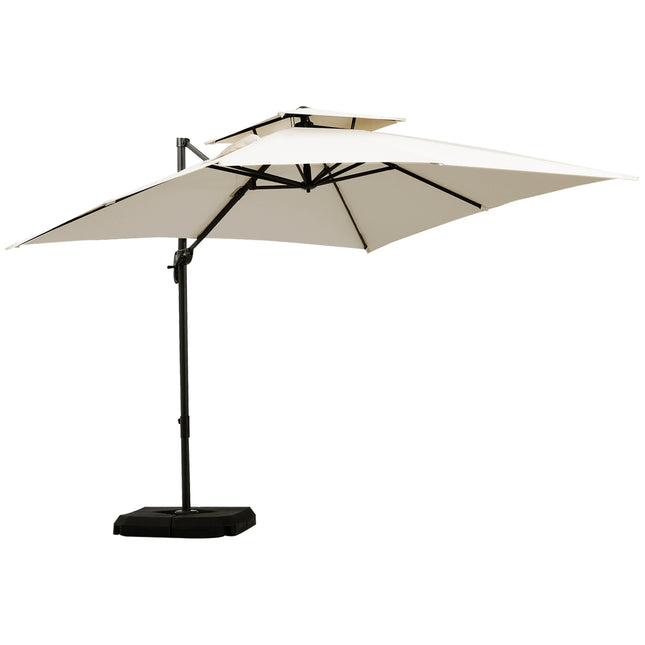 3 x 3m Garden Cantilever Parasol with Crank, Tilt & 360° Rotation - Beige