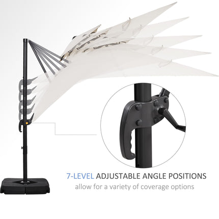 3 x 3m Garden Cantilever Parasol with Crank, Tilt & 360° Rotation - Beige
