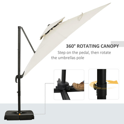 3 x 3m Garden Cantilever Parasol with Crank, Tilt & 360° Rotation - Beige