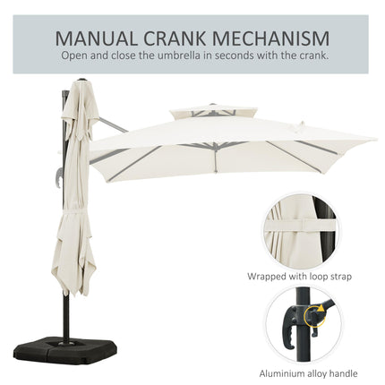 3 x 3m Garden Cantilever Parasol with Crank, Tilt & 360° Rotation - Beige
