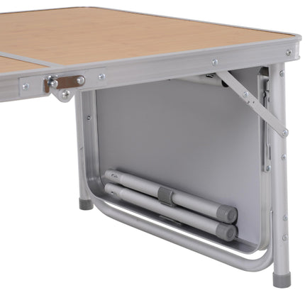 3ft Folding Portable Aluminium Picnic Table with MDF Top and Side Table - Silver