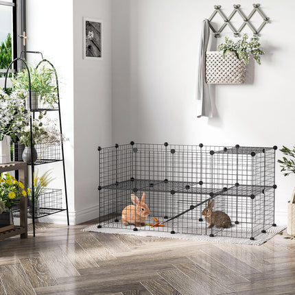 36-Panel Guinea Pig & Rabbit Metal Wire Playpen Indoor Outdoor Enclosure - Black