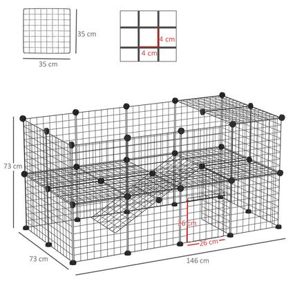 36-Panel Guinea Pig & Rabbit Metal Wire Playpen Indoor Outdoor Enclosure - Black