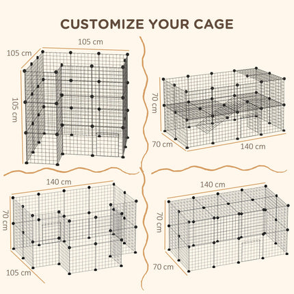 36-Panel Guinea Pig & Rabbit Metal Wire Playpen Indoor Outdoor Enclosure - Black