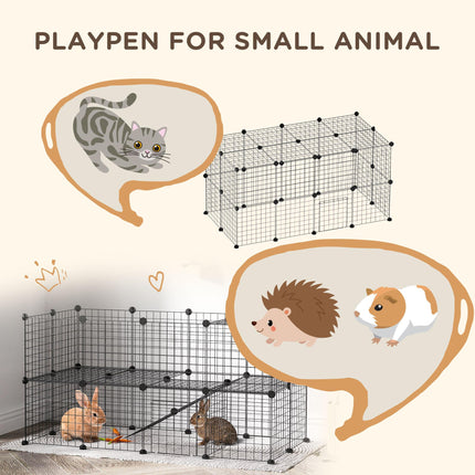 36-Panel Guinea Pig & Rabbit Metal Wire Playpen Indoor Outdoor Enclosure - Black