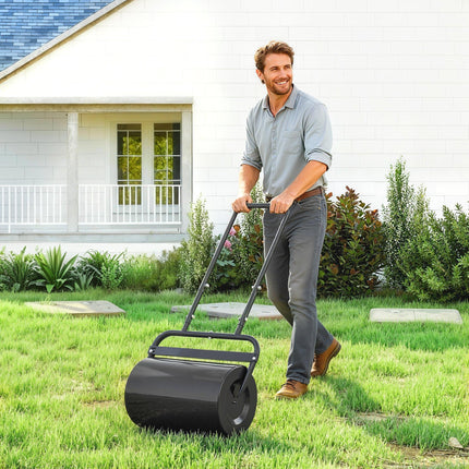 38L Fillable Steel Lawn Roller for Grass Flattening - Black