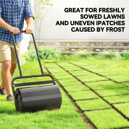 38L Fillable Steel Lawn Roller for Grass Flattening - Black