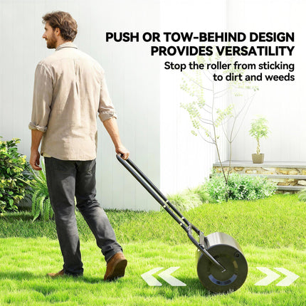 38L Fillable Steel Lawn Roller for Grass Flattening - Black