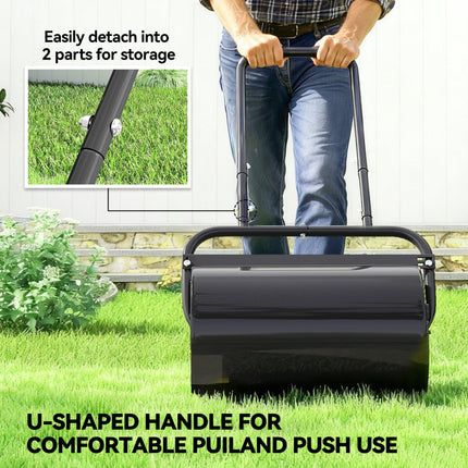 38L Fillable Steel Lawn Roller for Grass Flattening - Black