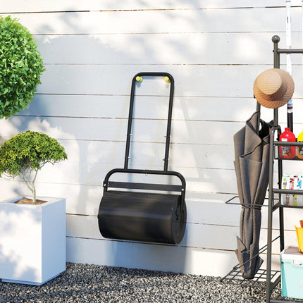 38L Fillable Steel Lawn Roller for Grass Flattening - Black