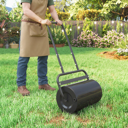 38L Fillable Steel Lawn Roller for Grass Flattening - Black