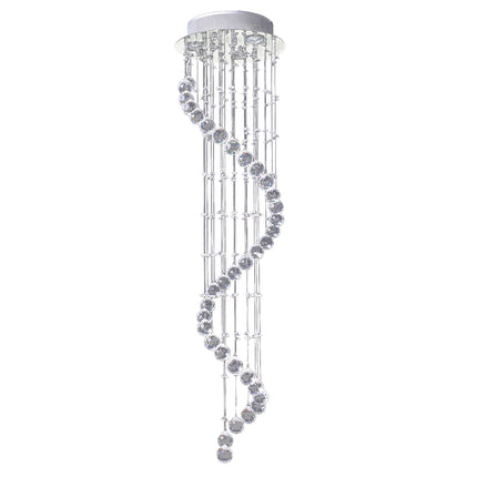 Spiral Crystal Chandelier with 160 Octagons - Silver