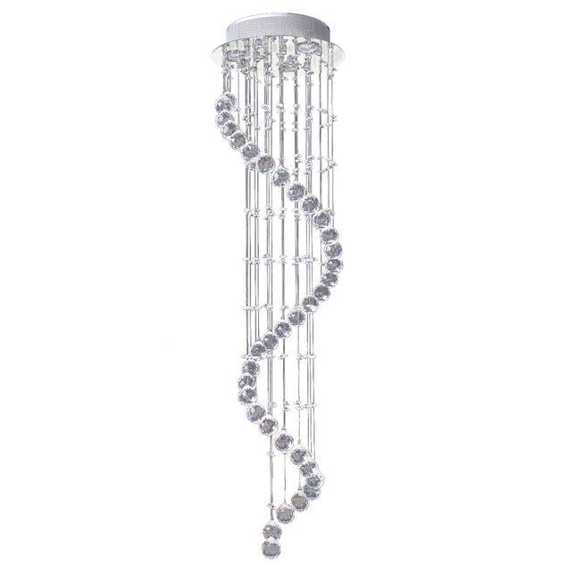 Spiral Crystal Chandelier with 160 Octagons - Silver