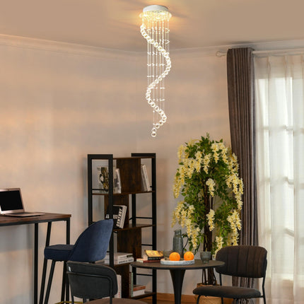 Spiral Crystal Chandelier with 160 Octagons - Silver