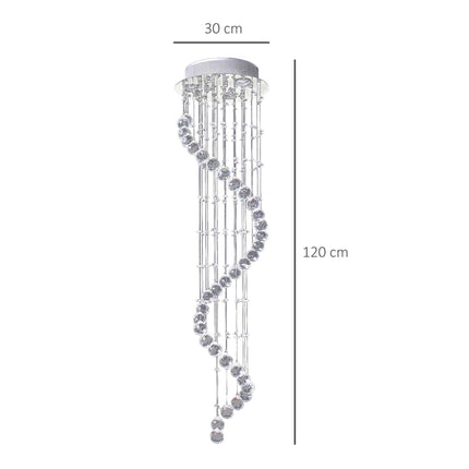 Spiral Crystal Chandelier with 160 Octagons - Silver