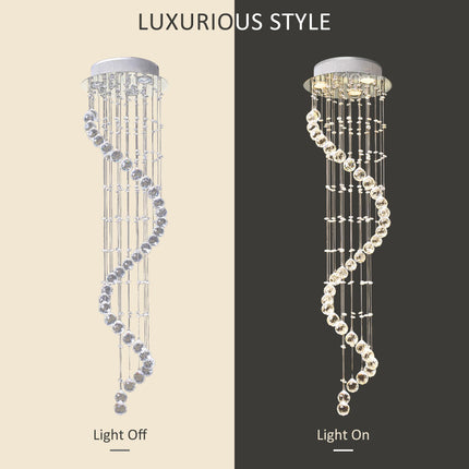 Spiral Crystal Chandelier with 160 Octagons - Silver