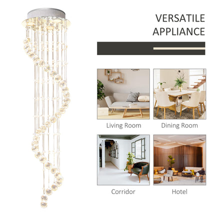 Spiral Crystal Chandelier with 160 Octagons - Silver