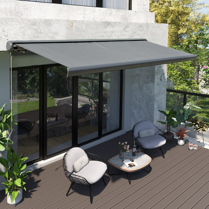 Cassette Electric Manual Awning Door Window Retractable Canopy w/ R/C & LED 300W