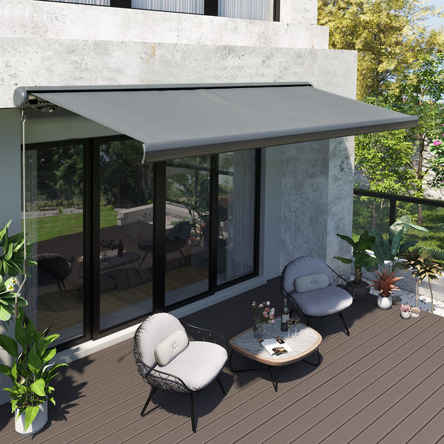 Cassette Electric Manual Awning Door Window Retractable Canopy w/ R/C & LED 300W