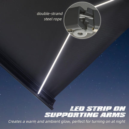 Cassette Electric Manual Awning Door Window Retractable Canopy w/ R/C & LED 300W