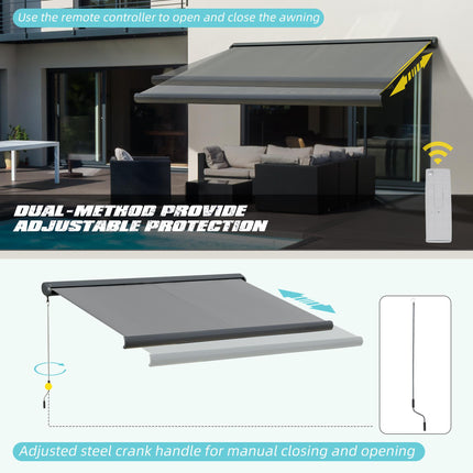 Cassette Electric Manual Awning Door Window Retractable Canopy w/ R/C & LED 300W