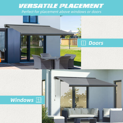 Cassette Electric Manual Awning Door Window Retractable Canopy w/ R/C & LED 300W