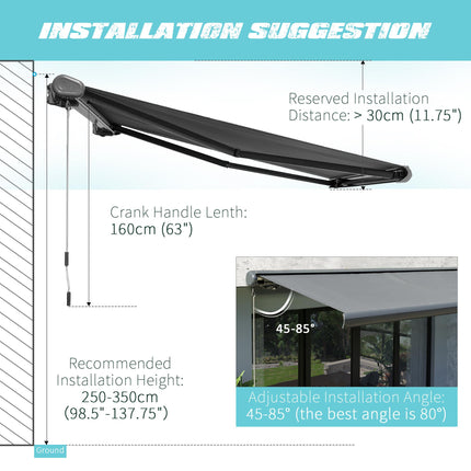 Cassette Electric Manual Awning Door Window Retractable Canopy w/ R/C & LED 300W