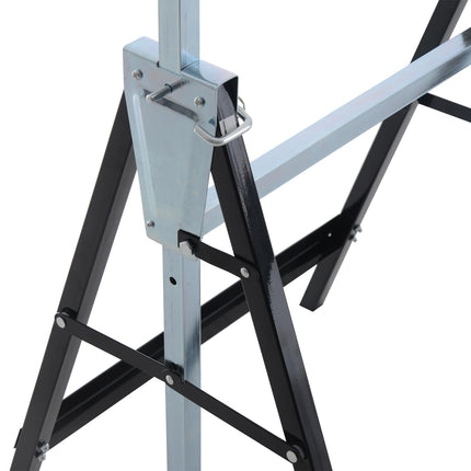 Set of 2 Adjustable Telescopic Builders Trestles Folding Steel Work Benches - Black