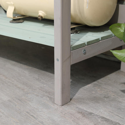 Wooden Garden Potting Table with Drawer, Shelves, Sink & Blackboard - Dark Grey & Light Blue