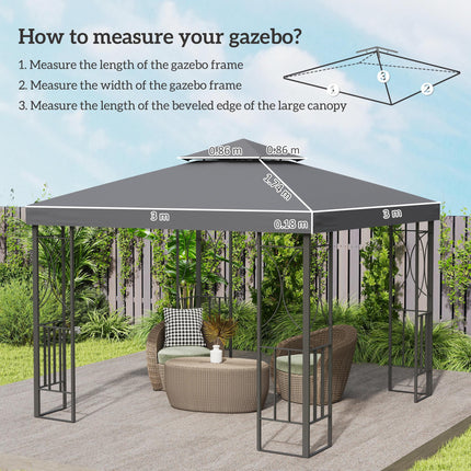 3 x 3 Metre Gazebo Canopy Roof Replacement Cover - Deep Grey