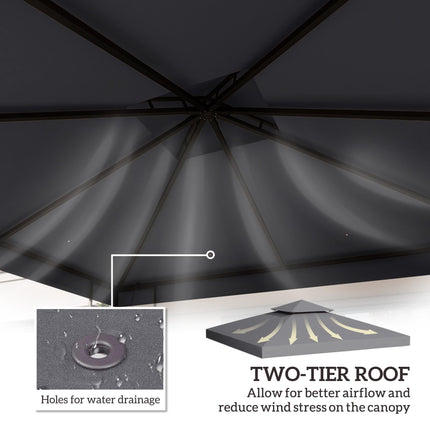 3 x 3 Metre Gazebo Canopy Roof Replacement Cover - Deep Grey