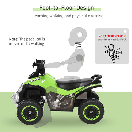 Toddler Ride On Car Walker with Music & Lights Manual Foot-to-Floor Slider 18-36 Months - Green