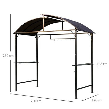 Metal Gazebo Marquee 250x126x250 cm with Ventilation - Coffee