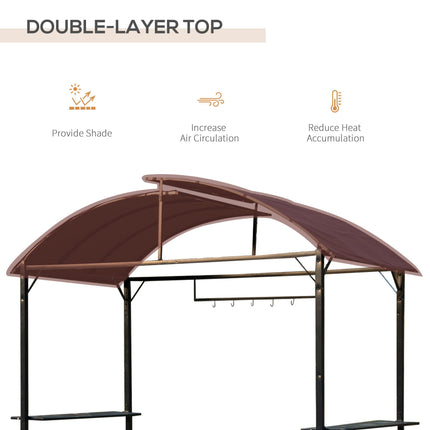 Metal Gazebo Marquee 250x126x250 cm with Ventilation - Coffee
