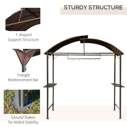 Metal Gazebo Marquee 250x126x250 cm with Ventilation - Coffee