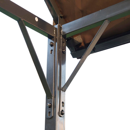 Metal Gazebo Marquee 250x126x250 cm with Ventilation - Coffee