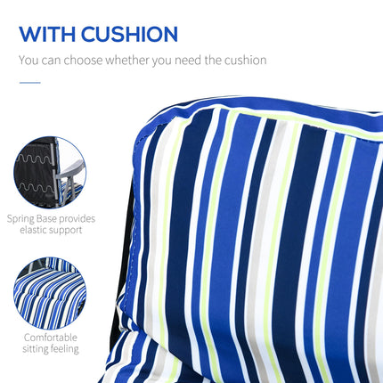 Set of 2 Foldable Adjustable Garden Sun Loungers with Cushions - Blue and White