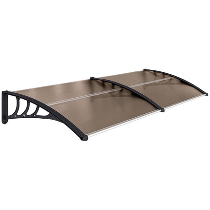 Curved Door Awning Canopy with Durable Polycarbonate Cover - Brown