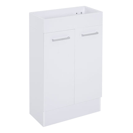 Compact Freestanding Bathroom Vanity Unit with Ceramic Basin 50cm - White