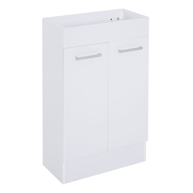 Compact Freestanding Bathroom Vanity Unit with Ceramic Basin 50cm - White