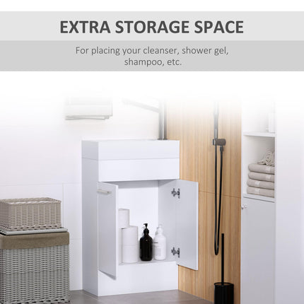 Compact Freestanding Bathroom Vanity Unit with Ceramic Basin 50cm - White