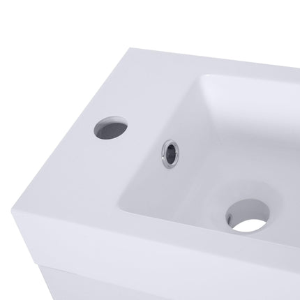 Compact Freestanding Bathroom Vanity Unit with Ceramic Basin 50cm - White