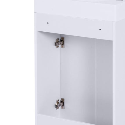 Compact Freestanding Bathroom Vanity Unit with Ceramic Basin 50cm - White