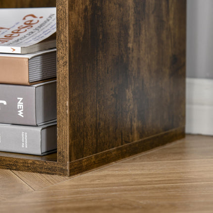 Cubic Cabinet Bookcase with 6 Shelves for Storage and Display - Rustic Brown