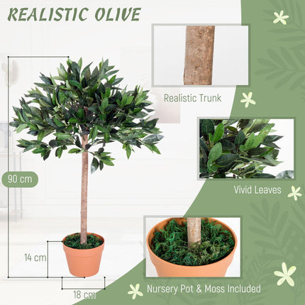 3ft Artificial Olive Tree Indoor Plant with Orange Pot - Orange